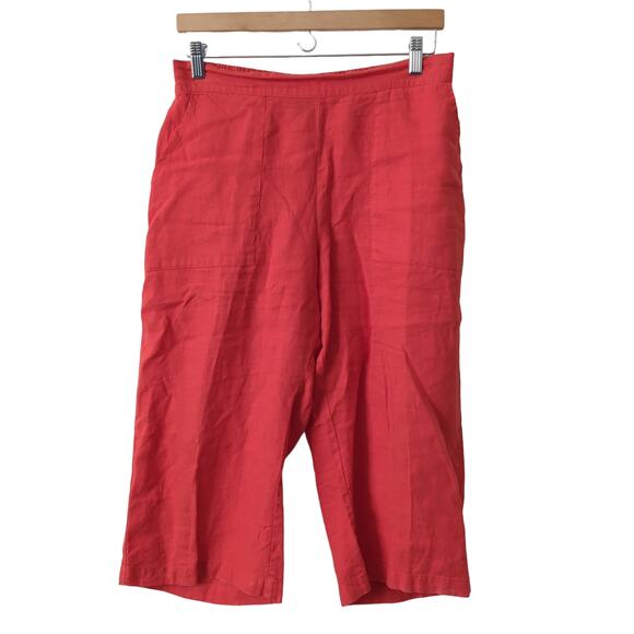Flax Designs Women's Linen Pants P Pull-On Elastic Waistband Lagenlook Crop 4 6 - Picture 1 of 7